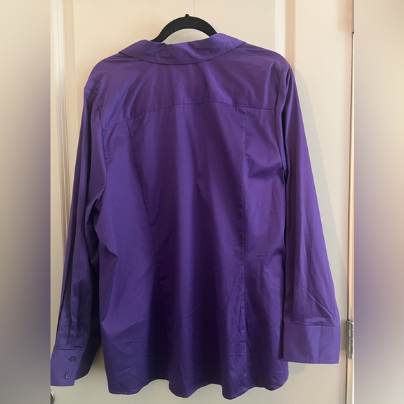 NWT Lane Bryant oversized plus size 24 purple button down blouse - Picture 5 of 9